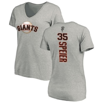 Women's San Francisco Giants Chris Speier ＃35 Backer Slim Fit T-Shirt Ash