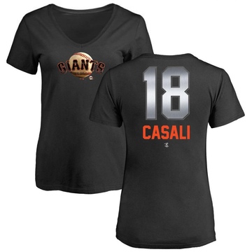 Women's San Francisco Giants Curt Casali ＃18 Midnight Mascot V-Neck T-Shirt - Black