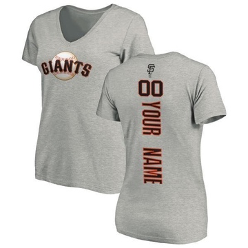 Women's San Francisco Giants Custom ＃00 Backer Slim Fit T-Shirt Ash