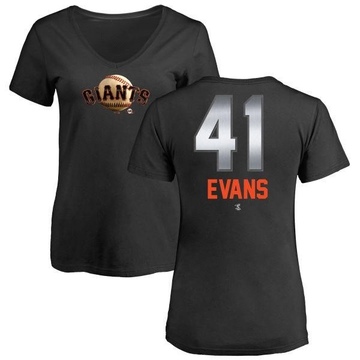 Women's San Francisco Giants Darrell Evans ＃41 Midnight Mascot V-Neck T-Shirt - Black