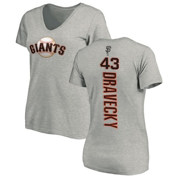 Women's San Francisco Giants Dave Dravecky ＃43 Backer Slim Fit T-Shirt Ash