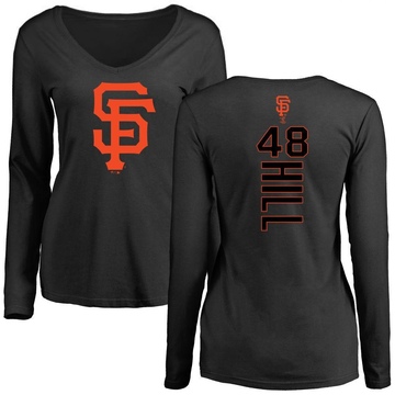 Women's San Francisco Giants Derek Hill ＃48 Backer Slim Fit Long Sleeve T-Shirt - Black