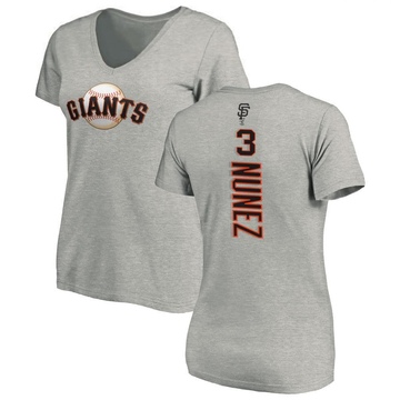 Women's San Francisco Giants Dom Nunez ＃3 Backer Slim Fit T-Shirt Ash