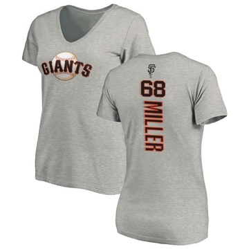 Women's San Francisco Giants Erik Miller ＃68 Backer Slim Fit T-Shirt Ash