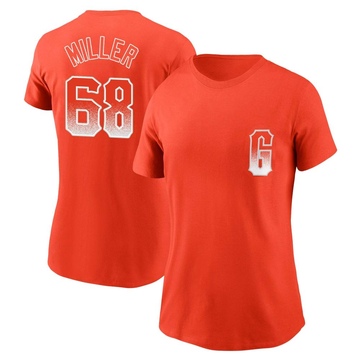 Women's San Francisco Giants Erik Miller ＃68 City Connect Name & Number T-Shirt - Orange