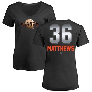 Women's San Francisco Giants Gary Matthews ＃36 Midnight Mascot V-Neck T-Shirt - Black