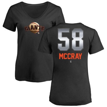 Women's San Francisco Giants Grant McCray ＃58 Midnight Mascot V-Neck T-Shirt - Black