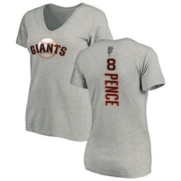 Women's San Francisco Giants Hunter Pence ＃8 Backer Slim Fit T-Shirt Ash