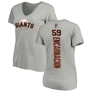 Women's San Francisco Giants Jerar Encarnacion ＃59 Backer Slim Fit T-Shirt Ash