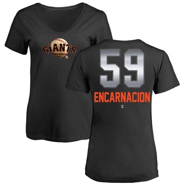 Women's San Francisco Giants Jerar Encarnacion ＃59 Midnight Mascot V-Neck T-Shirt - Black