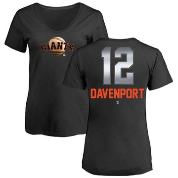 Women's San Francisco Giants Jim Davenport ＃12 Midnight Mascot V-Neck T-Shirt - Black