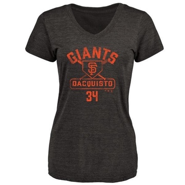 Women's San Francisco Giants John D'acquisto ＃34 Base Runner T-Shirt - Black