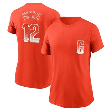 Women's San Francisco Giants Jordan Hicks ＃12 City Connect Name & Number T-Shirt - Orange