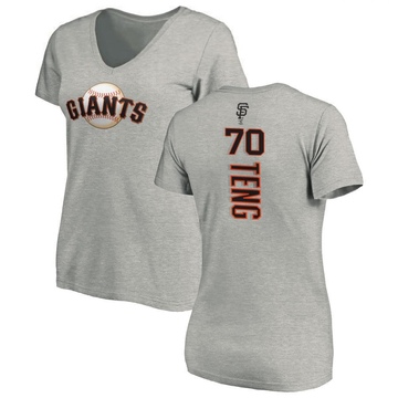 Women's San Francisco Giants Kai-Wei Teng ＃70 Backer Slim Fit T-Shirt Ash