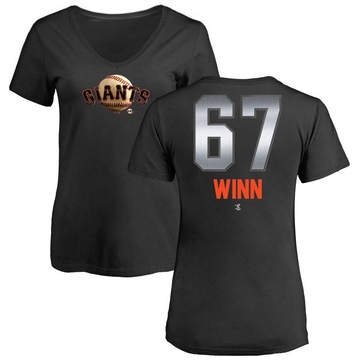 Women's San Francisco Giants Keaton Winn ＃67 Midnight Mascot V-Neck T-Shirt - Black