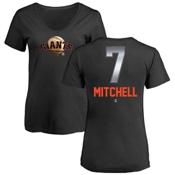 Women's San Francisco Giants Kevin Mitchell ＃7 Midnight Mascot V-Neck T-Shirt - Black