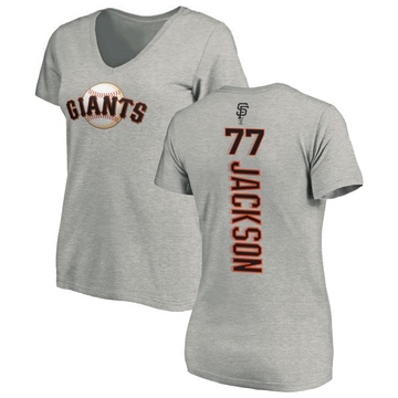 Women's San Francisco Giants Luke Jackson ＃77 Backer Slim Fit T-Shirt Ash
