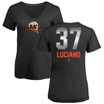 Women's San Francisco Giants Marco Luciano ＃37 Midnight Mascot V-Neck T-Shirt - Black