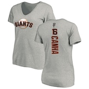 Women's San Francisco Giants Mark Canha ＃16 Backer Slim Fit T-Shirt Ash