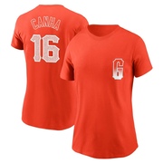 Women's San Francisco Giants Mark Canha ＃16 City Connect Name & Number T-Shirt - Orange