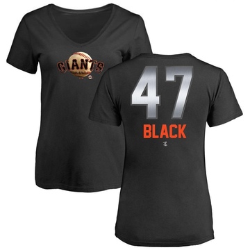 Women's San Francisco Giants Mason Black ＃47 Mason Midnight Mascot V-Neck T-Shirt - Black