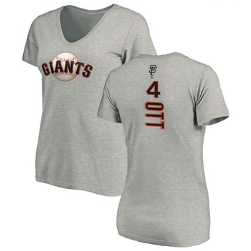Women's San Francisco Giants Mel Ott ＃4 Backer Slim Fit T-Shirt Ash