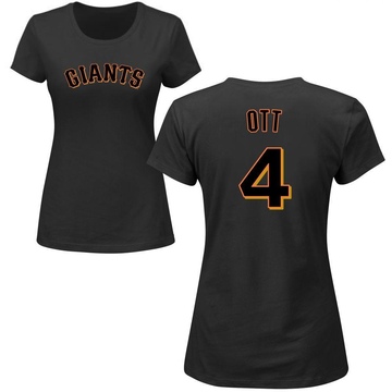 Women's San Francisco Giants Mel Ott ＃4 Roster Name & Number T-Shirt - Black
