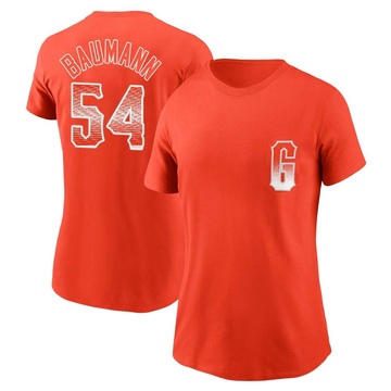 Women's San Francisco Giants Mike Baumann ＃54 City Connect Name & Number T-Shirt - Orange