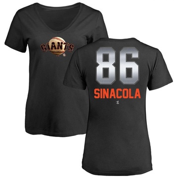 Women's San Francisco Giants Nicholas Sinacola ＃86 Midnight Mascot V-Neck T-Shirt - Black
