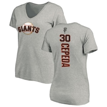 Women's San Francisco Giants Orlando Cepeda ＃30 Backer Slim Fit T-Shirt Ash