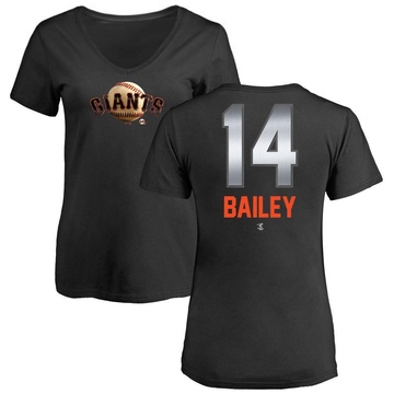 Women's San Francisco Giants Patrick Bailey ＃14 Midnight Mascot V-Neck T-Shirt - Black
