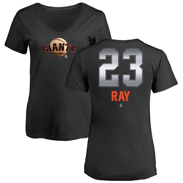 Women's San Francisco Giants Robbie Ray ＃23 Midnight Mascot V-Neck T-Shirt - Black