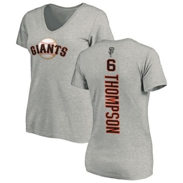 Women's San Francisco Giants Robby Thompson ＃6 Backer Slim Fit T-Shirt Ash