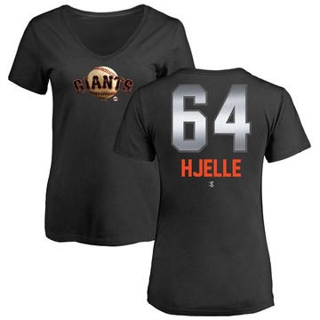 Women's San Francisco Giants Sean Hjelle ＃64 Midnight Mascot V-Neck T-Shirt - Black