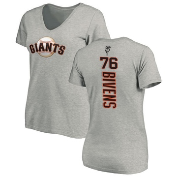 Women's San Francisco Giants Spencer Bivens ＃76 Backer Slim Fit T-Shirt Ash