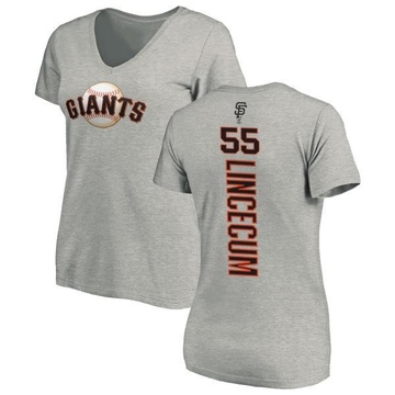 Women's San Francisco Giants Tim Lincecum ＃55 Backer Slim Fit T-Shirt Ash