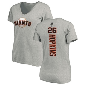 Women's San Francisco Giants TJ Hopkins ＃26 Backer Slim Fit T-Shirt Ash