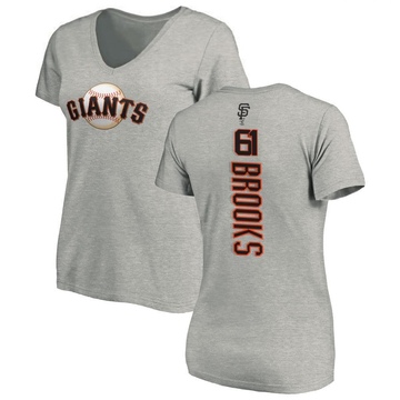 Women's San Francisco Giants Trenton Brooks ＃61 Backer Slim Fit T-Shirt Ash