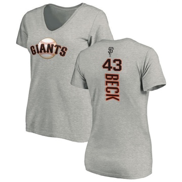 Women's San Francisco Giants Tristan Beck ＃43 Backer Slim Fit T-Shirt Ash