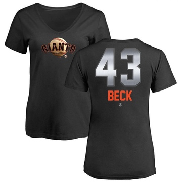 Women's San Francisco Giants Tristan Beck ＃43 Midnight Mascot V-Neck T-Shirt - Black