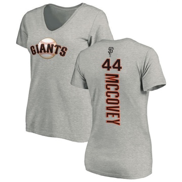 Women's San Francisco Giants Willie McCovey ＃44 Backer Slim Fit T-Shirt Ash