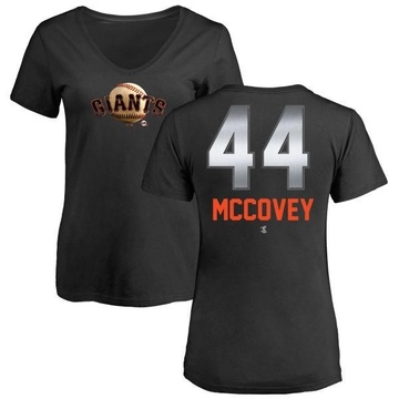 Women's San Francisco Giants Willie McCovey ＃44 Midnight Mascot V-Neck T-Shirt - Black