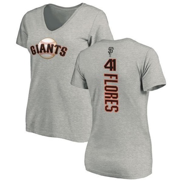 Women's San Francisco Giants Wilmer Flores ＃41 Backer Slim Fit T-Shirt Ash