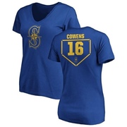 Women's Seattle Mariners Al Cowens ＃16 RBI Slim Fit V-Neck T-Shirt - Royal