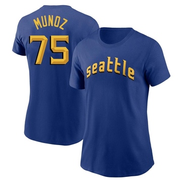 Women's Seattle Mariners Andres Munoz ＃75 2023 City Connect Name & Number T-Shirt - Royal