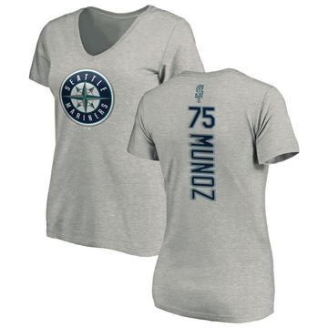 Women's Seattle Mariners Andres Munoz ＃75 Backer Slim Fit T-Shirt Ash