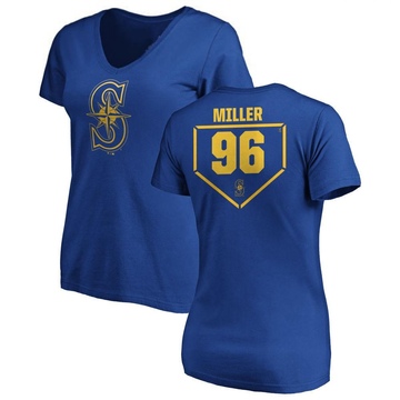 Women's Seattle Mariners Andrew Miller ＃96 RBI Slim Fit V-Neck T-Shirt - Royal