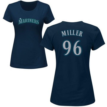 Women's Seattle Mariners Andrew Miller ＃96 Roster Name & Number T-Shirt - Navy