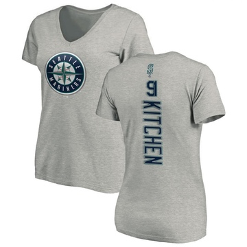 Women's Seattle Mariners Austin Kitchen ＃91 Backer Slim Fit T-Shirt Ash