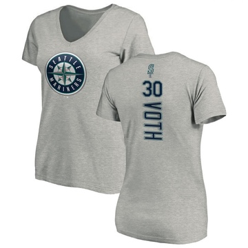 Women's Seattle Mariners Austin Voth ＃30 Backer Slim Fit T-Shirt Ash